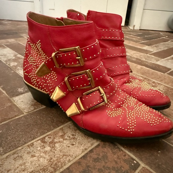 Chloé Red Leather Boots size 38